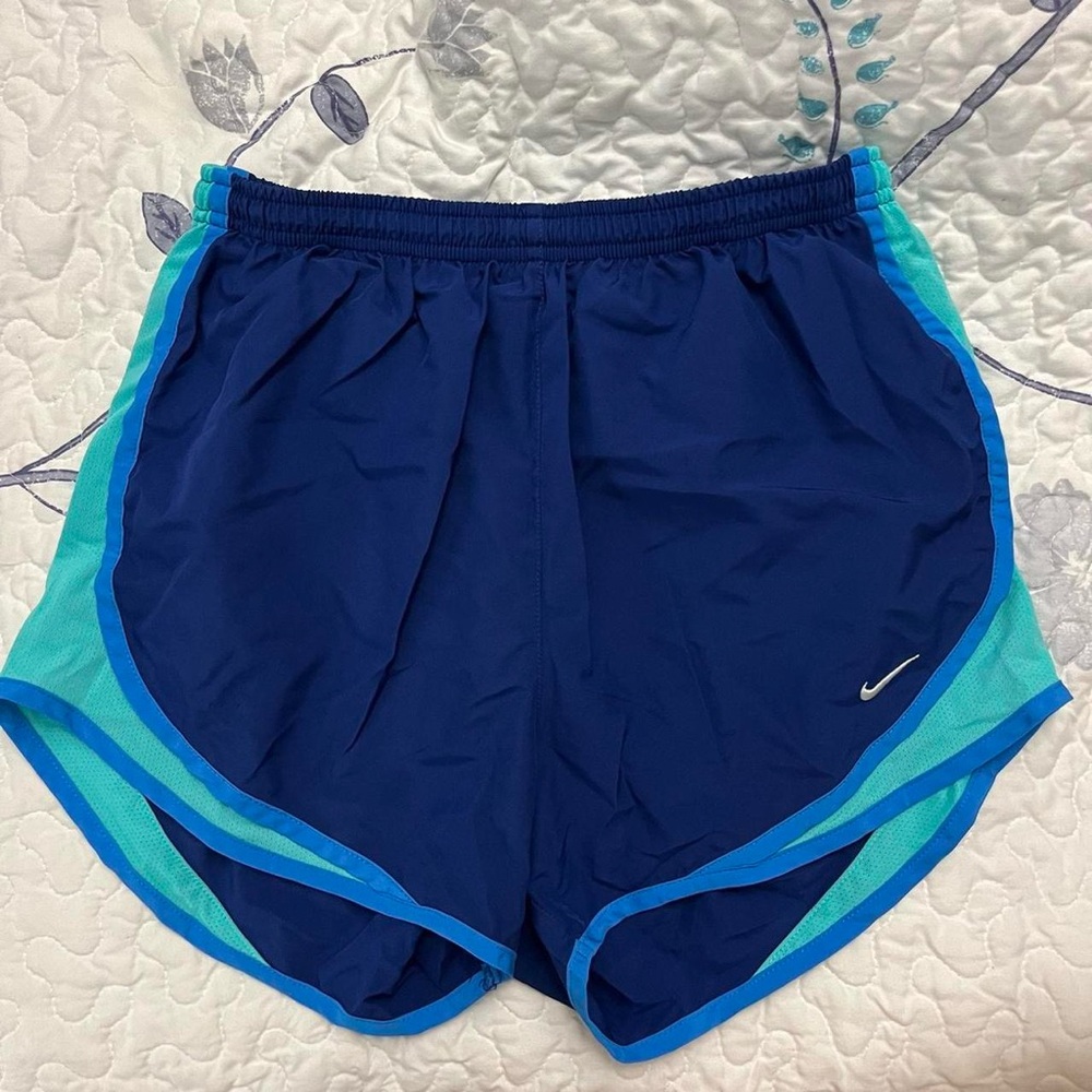 Blue & green Nike Tempo athletic shorts